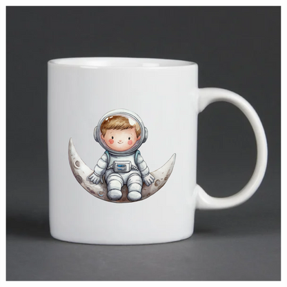 Astronaut Child Sitting On Grey Moon Vinyl Decal Sticker