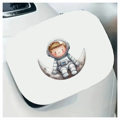 Astronaut Child Sitting On Grey Moon Vinyl Decal Sticker