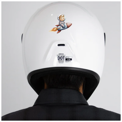 Baby Astronaut Riding Red Rocket Vinyl Decal Sticker