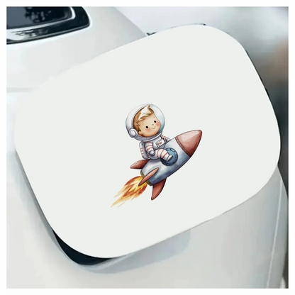 Baby Astronaut Riding Red Rocket Vinyl Decal Sticker