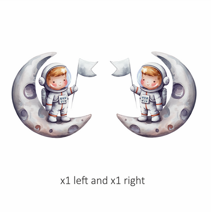Astronaut Child Holding White Flag Moon Vinyl Decal Sticker