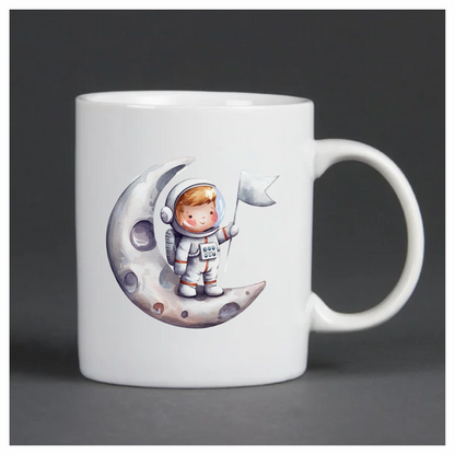 Astronaut Child Holding White Flag Moon Vinyl Decal Sticker