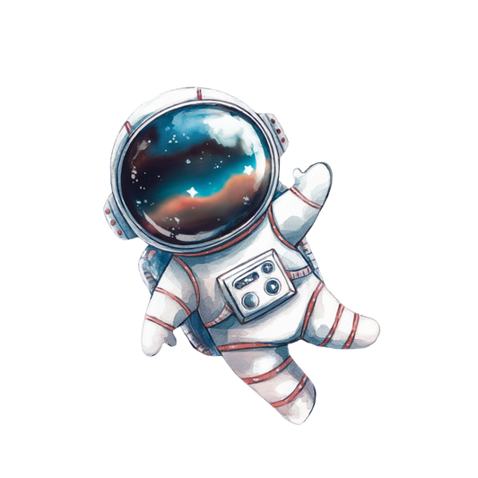 Illustration of an astronaut in a white spacesuit with a colorful helmet on a white background vinyl sticker