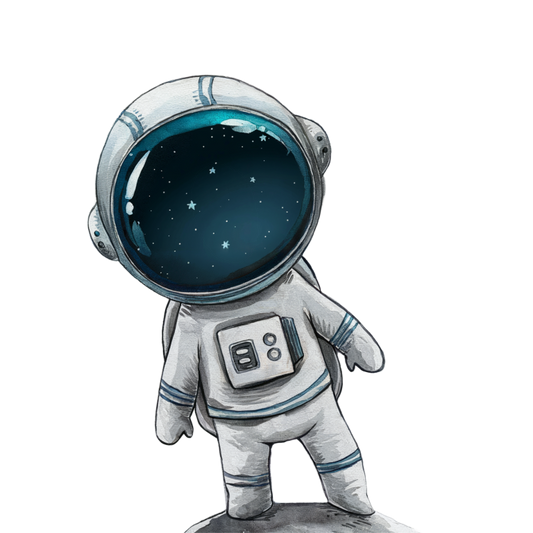 Illustration of an astronaut in a white suit with a blue helmet on a white background vinyl sticker