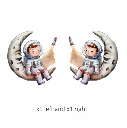 Astronaut Child Sitting On Grey Moon Vinyl Decal Sticker