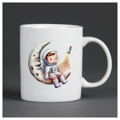 Astronaut Child Sitting On Grey Moon Vinyl Decal Sticker