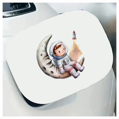 Astronaut Child Sitting On Grey Moon Vinyl Decal Sticker