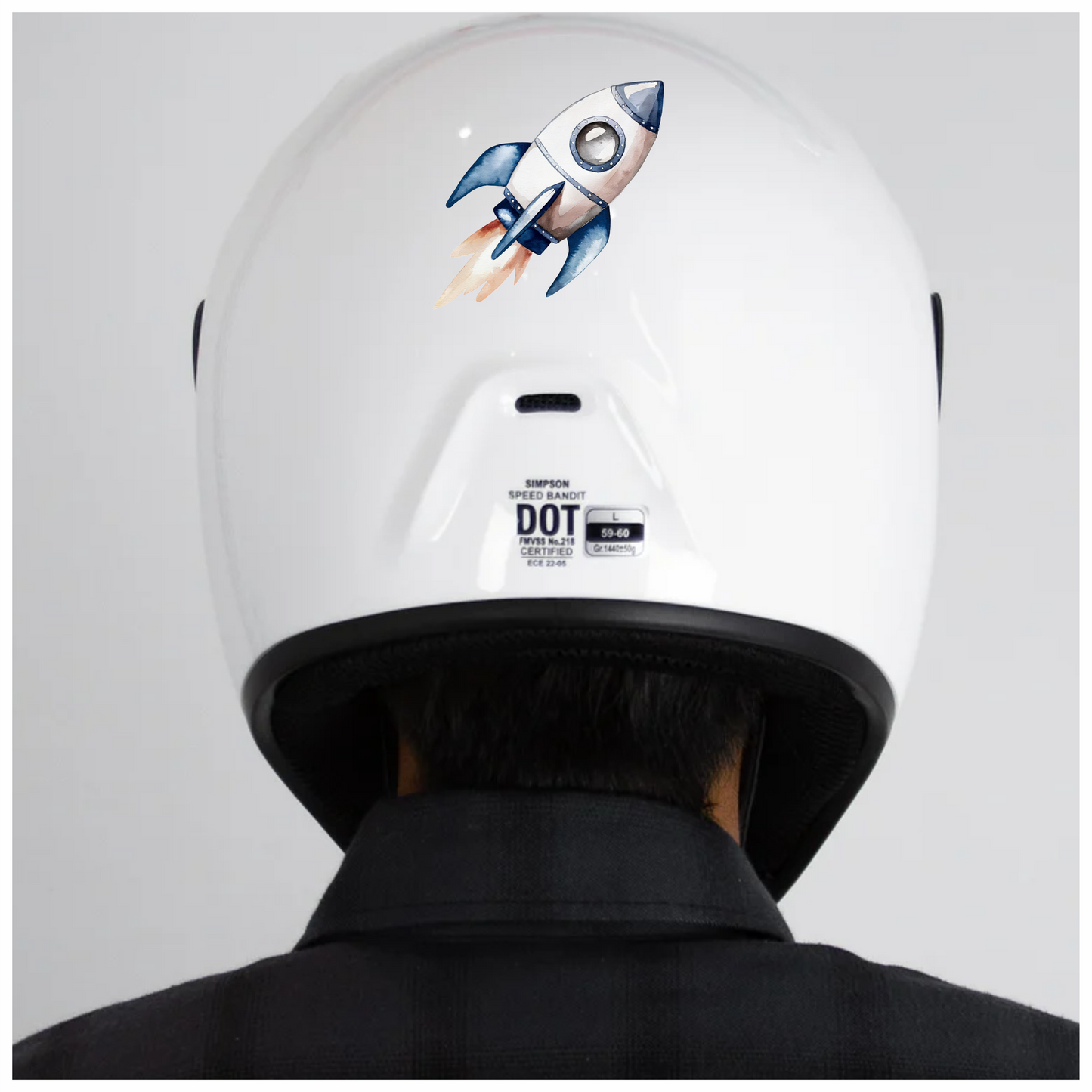Rocket Ship Breed Launching Blue Vinyl Decal Sticker