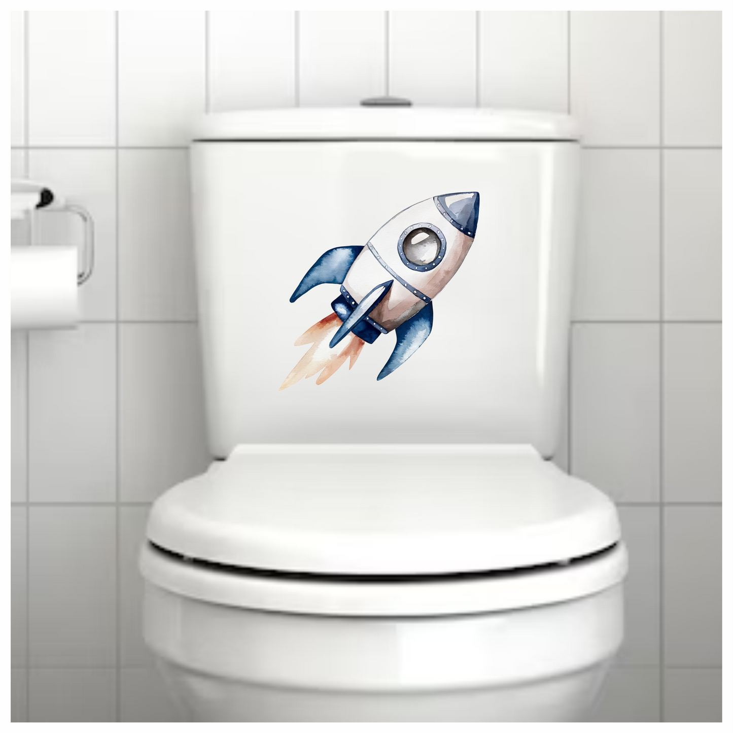 Rocket Ship Breed Launching Blue Vinyl Decal Sticker