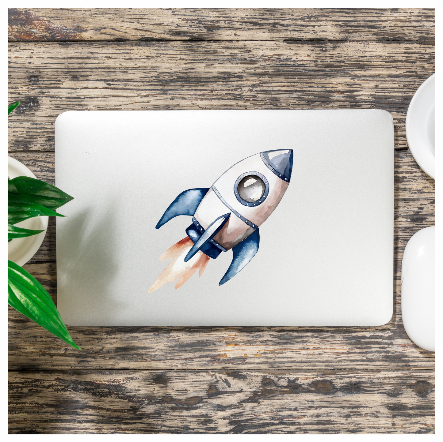 Rocket Ship Breed Launching Blue Vinyl Decal Sticker