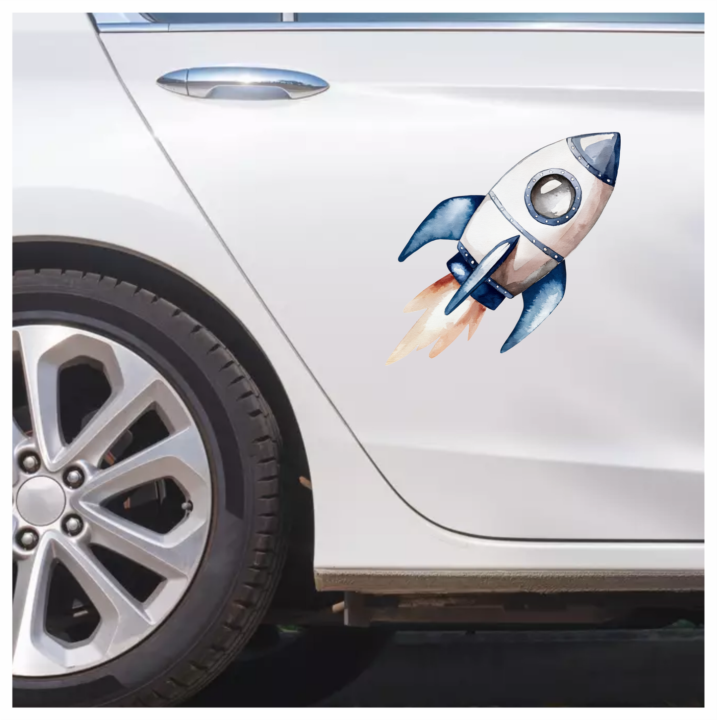 Rocket Ship Breed Launching Blue Vinyl Decal Sticker