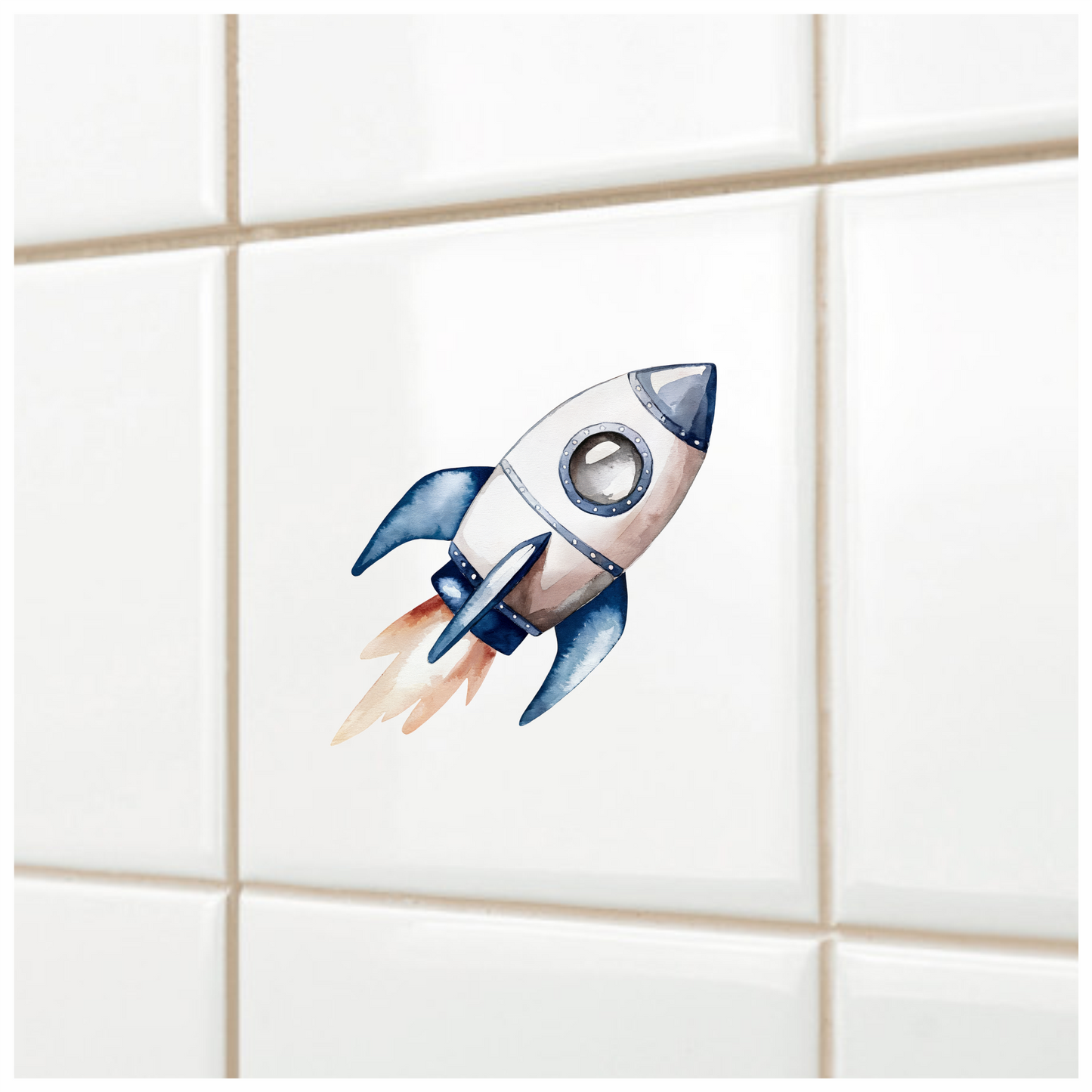Rocket Ship Breed Launching Blue Vinyl Decal Sticker