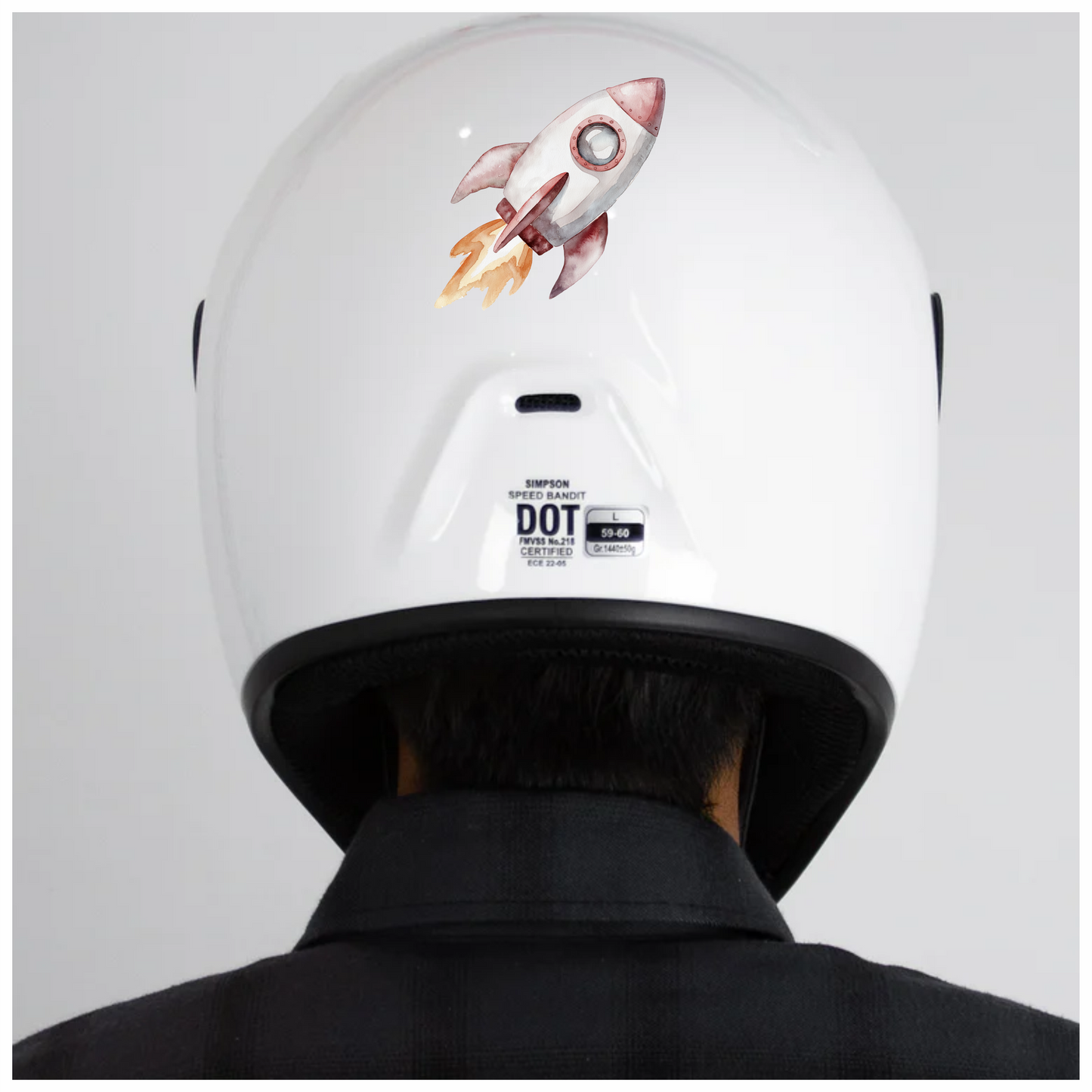 Rocket Ship Grey Flames Space Travel Vinyl Decal Sticker