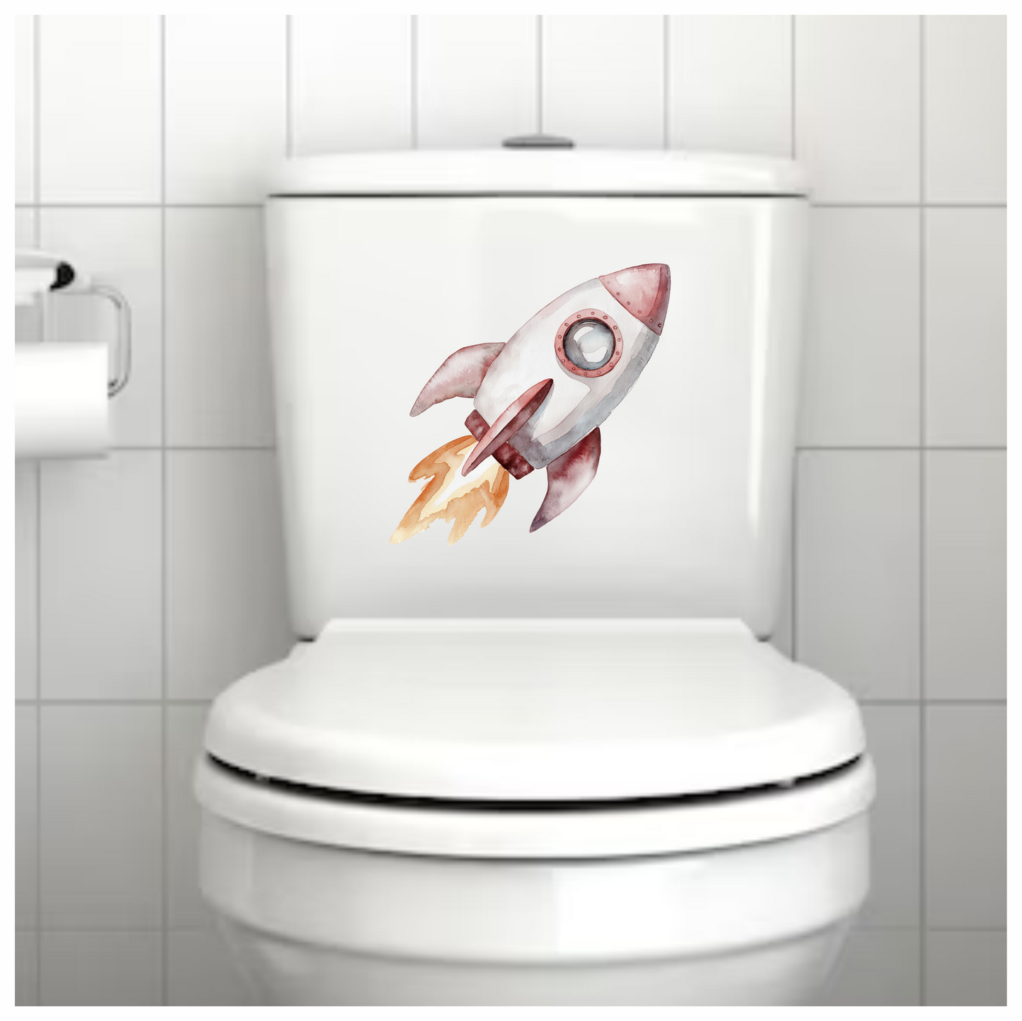 Rocket Ship Grey Flames Space Travel Vinyl Decal Sticker