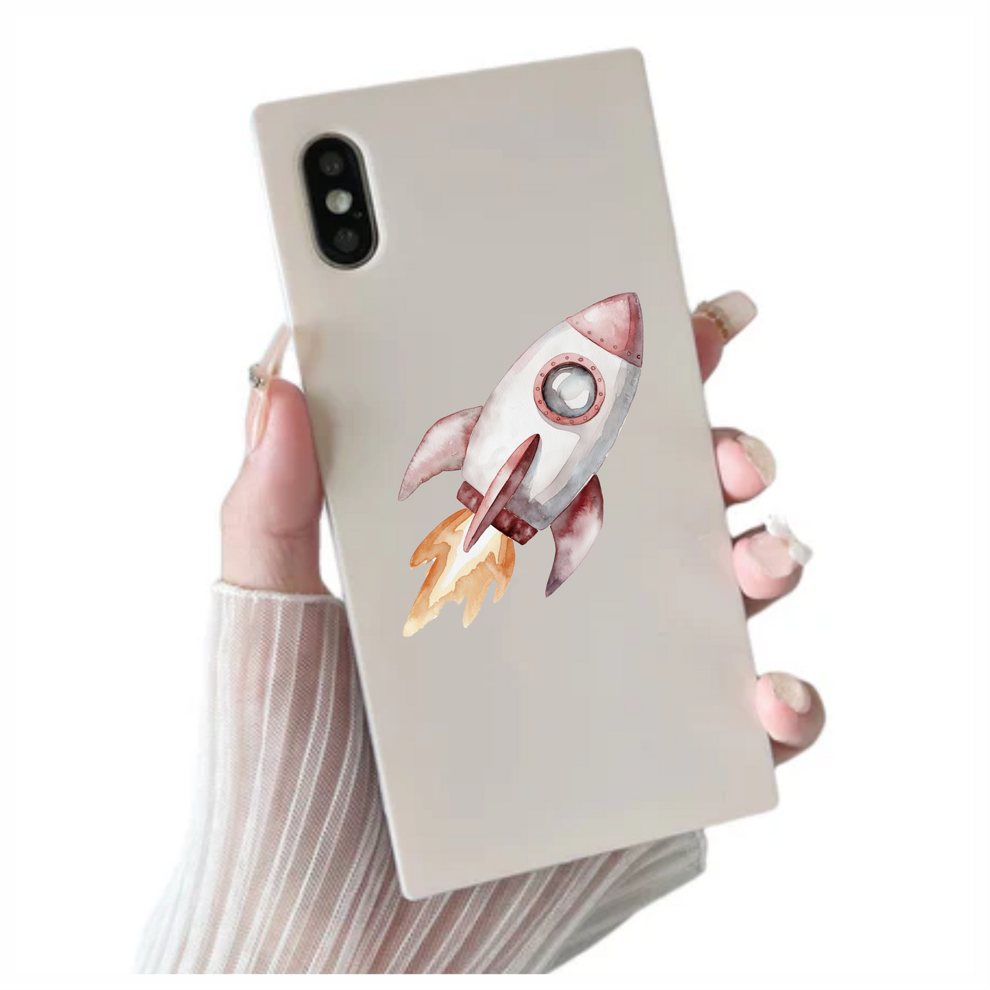 Rocket Ship Grey Flames Space Travel Vinyl Decal Sticker