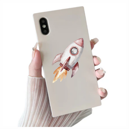 Rocket Ship Grey Flames Space Travel Vinyl Decal Sticker