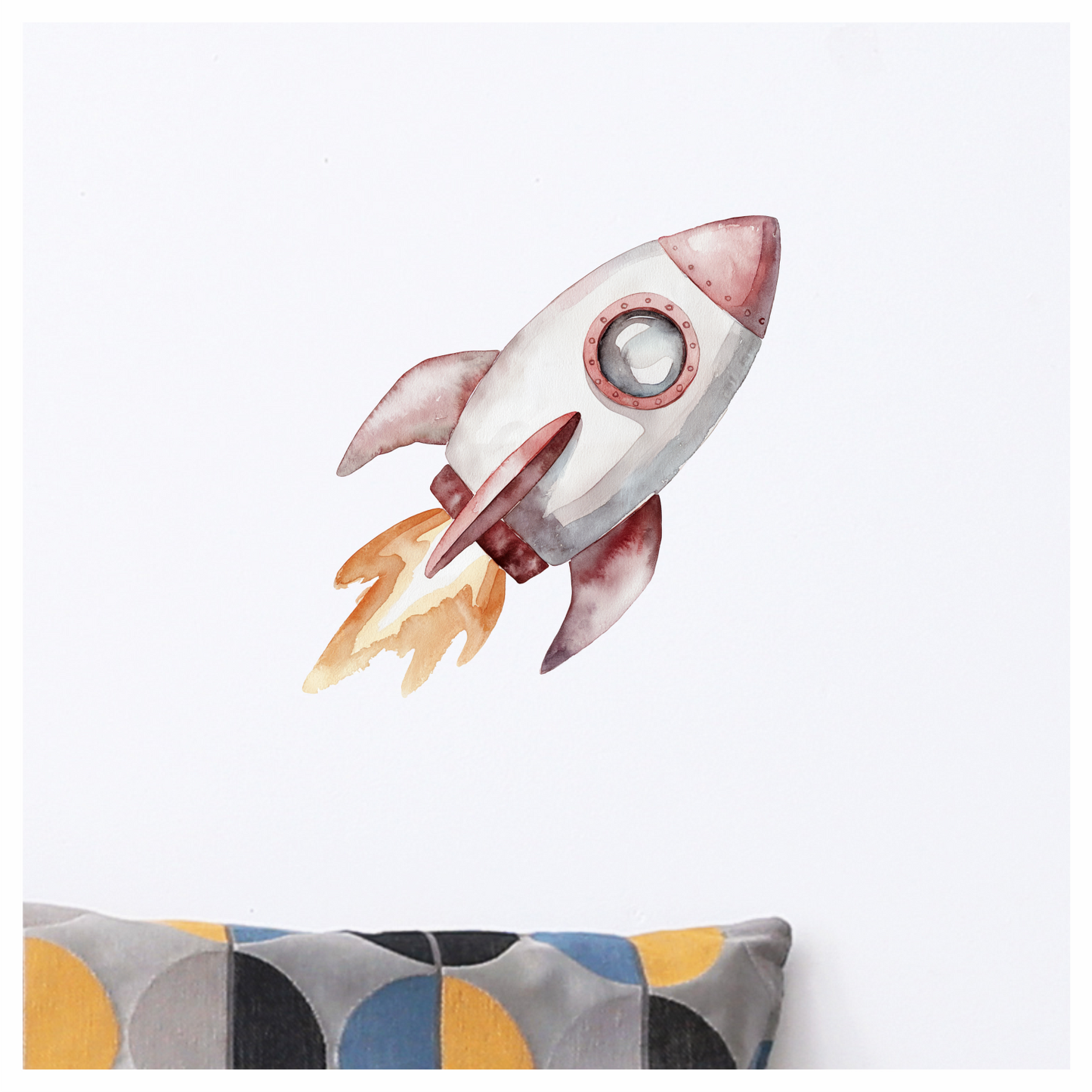 Rocket Ship Grey Flames Space Travel Vinyl Decal Sticker