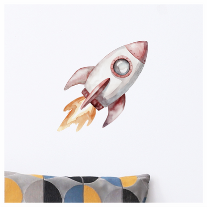 Rocket Ship Grey Flames Space Travel Vinyl Decal Sticker