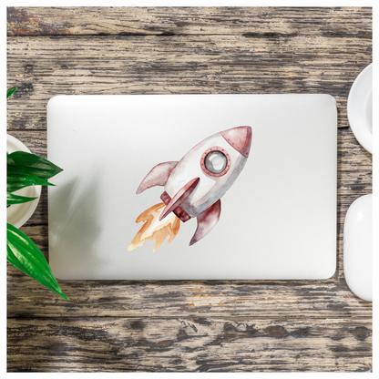 Rocket Ship Grey Flames Space Travel Vinyl Decal Sticker