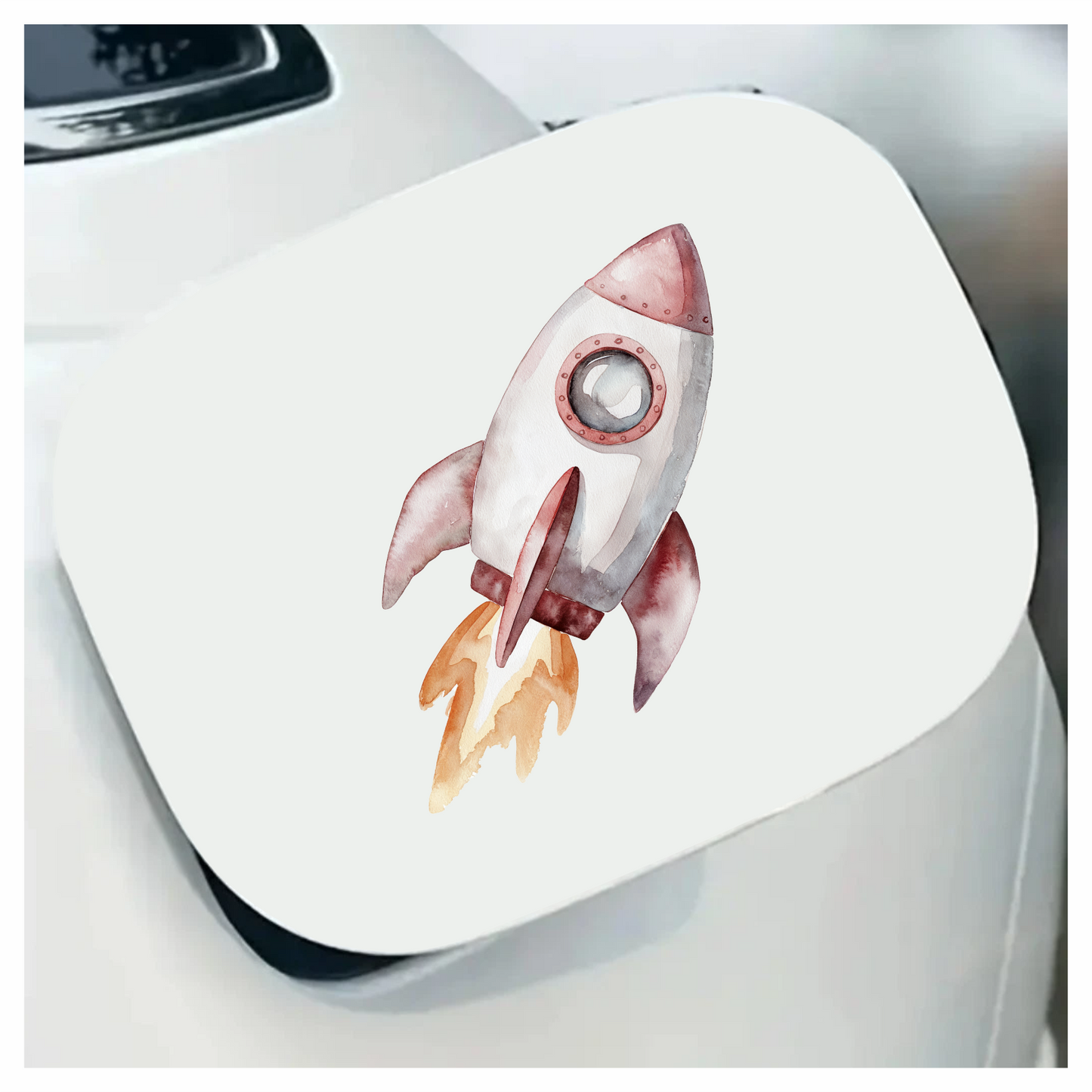 Rocket Ship Grey Flames Space Travel Vinyl Decal Sticker