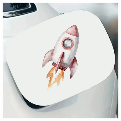 Rocket Ship Grey Flames Space Travel Vinyl Decal Sticker