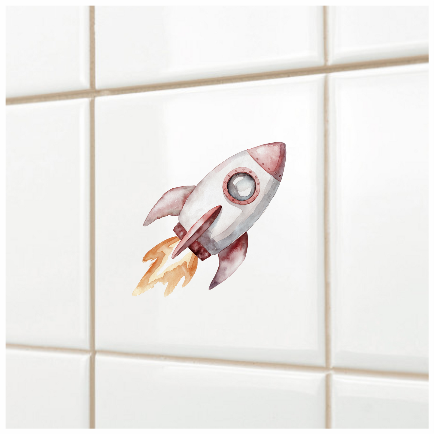 Rocket Ship Grey Flames Space Travel Vinyl Decal Sticker