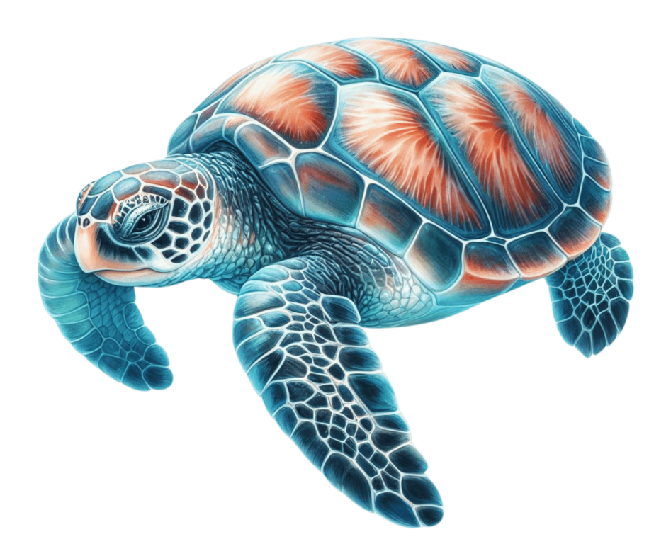Colorful illustration of a sea turtle on a white background vinyl sticker