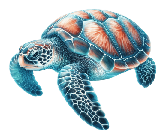 Colorful illustration of a sea turtle on a white background vinyl sticker