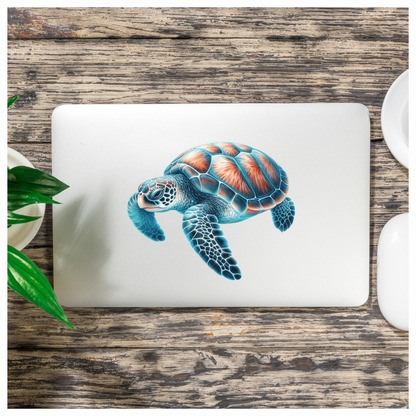Sea Turtle Blue Shell Ocean Vinyl Decal Sticker