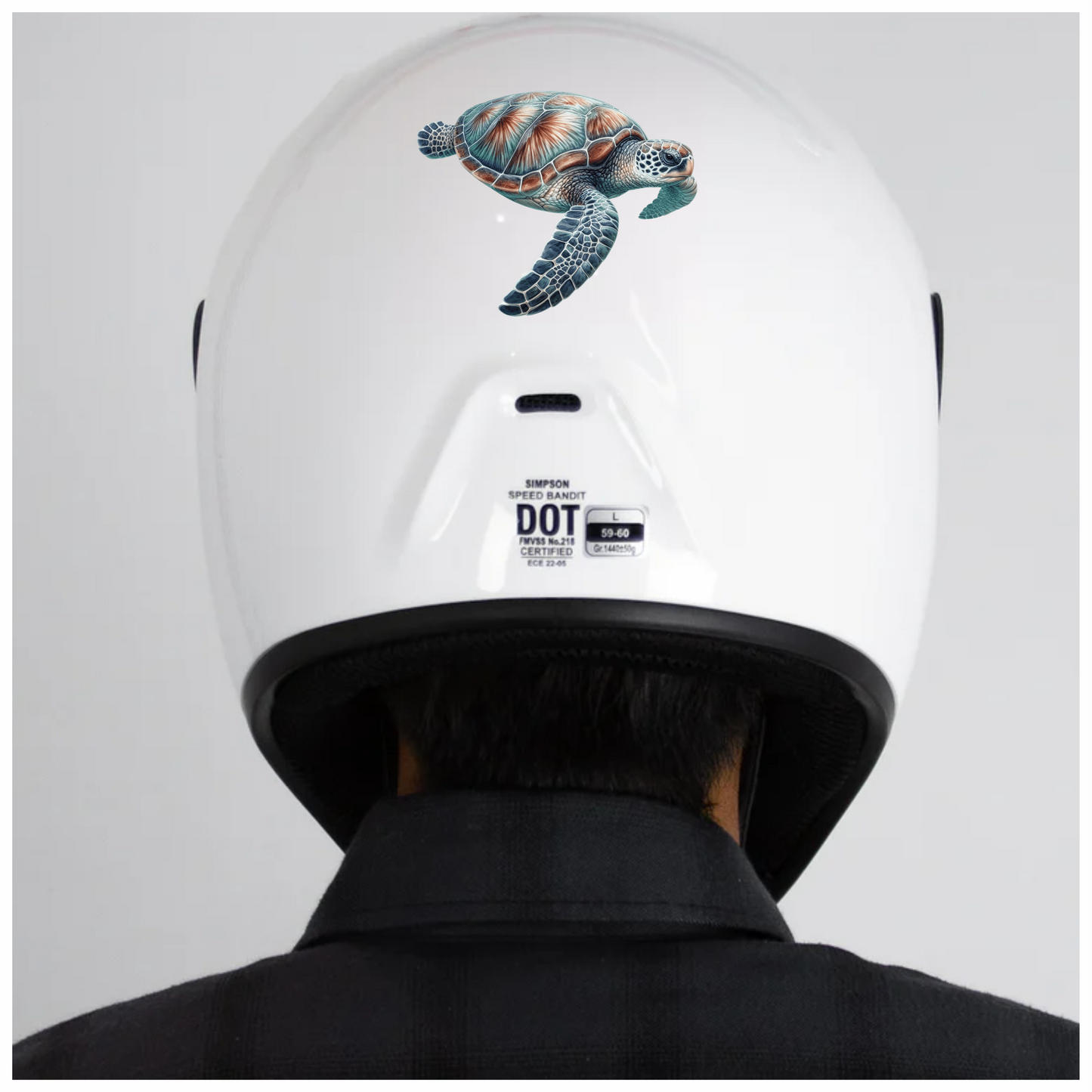 Sea Turtle Illustration With Blue Shell Vinyl Decal Sticker