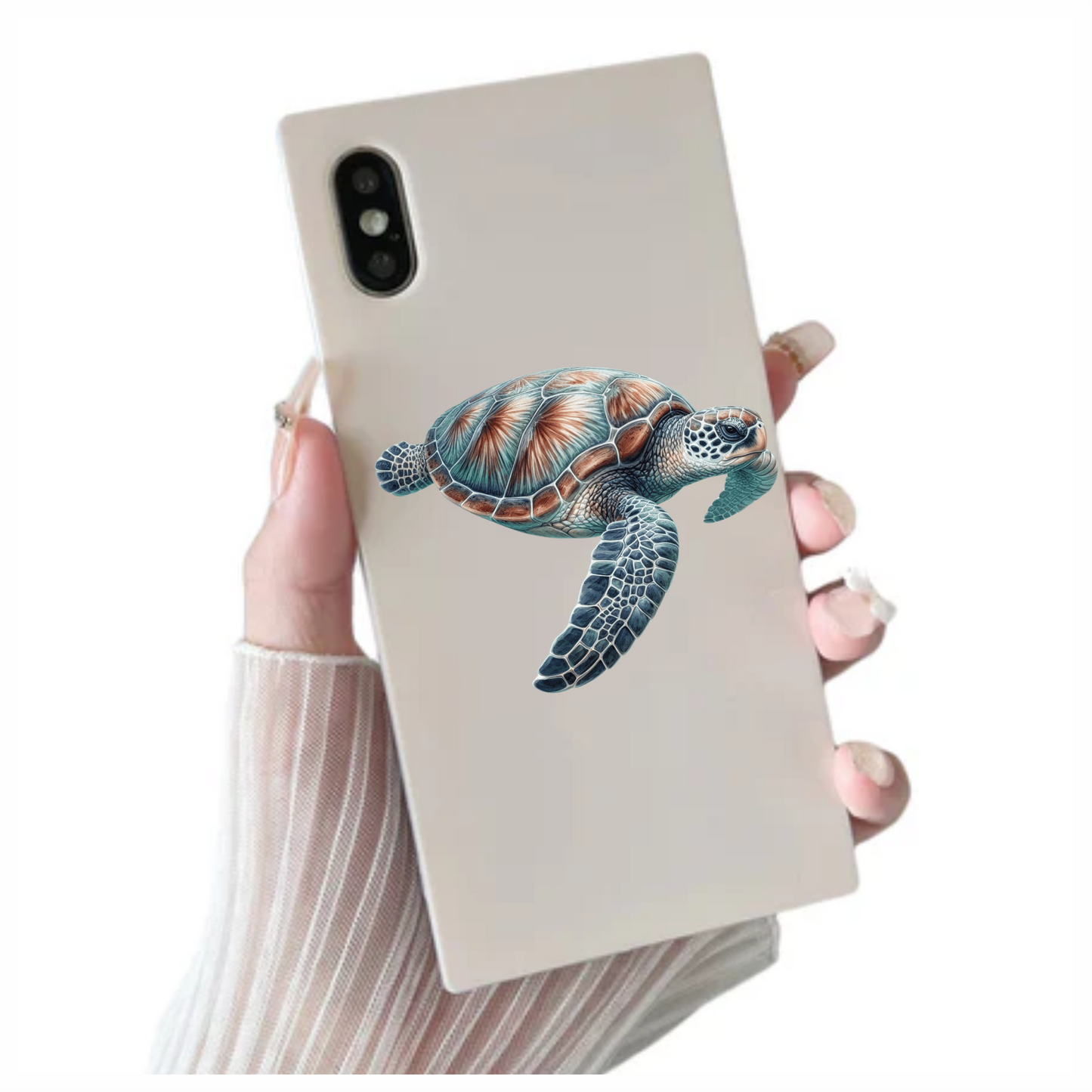 Sea Turtle Illustration With Blue Shell Vinyl Decal Sticker