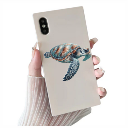 Sea Turtle Illustration With Blue Shell Vinyl Decal Sticker