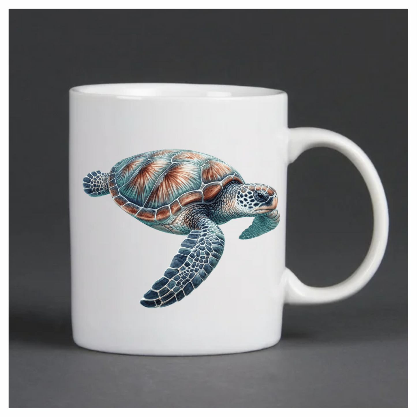 Sea Turtle Illustration With Blue Shell Vinyl Decal Sticker