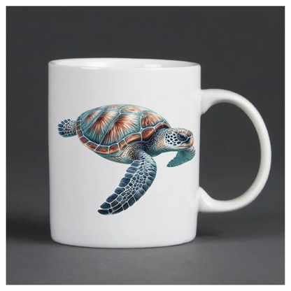 Sea Turtle Illustration With Blue Shell Vinyl Decal Sticker