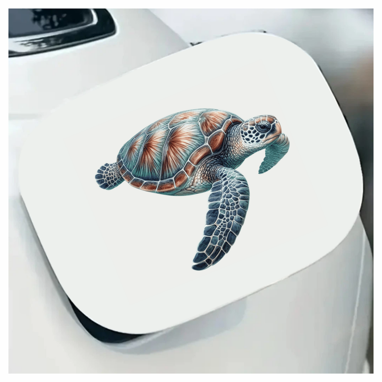Sea Turtle Illustration With Blue Shell Vinyl Decal Sticker