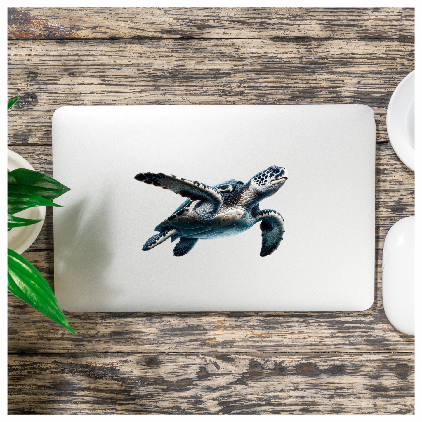 Sea Turtle With Blue Shell Vinyl Decal Sticker