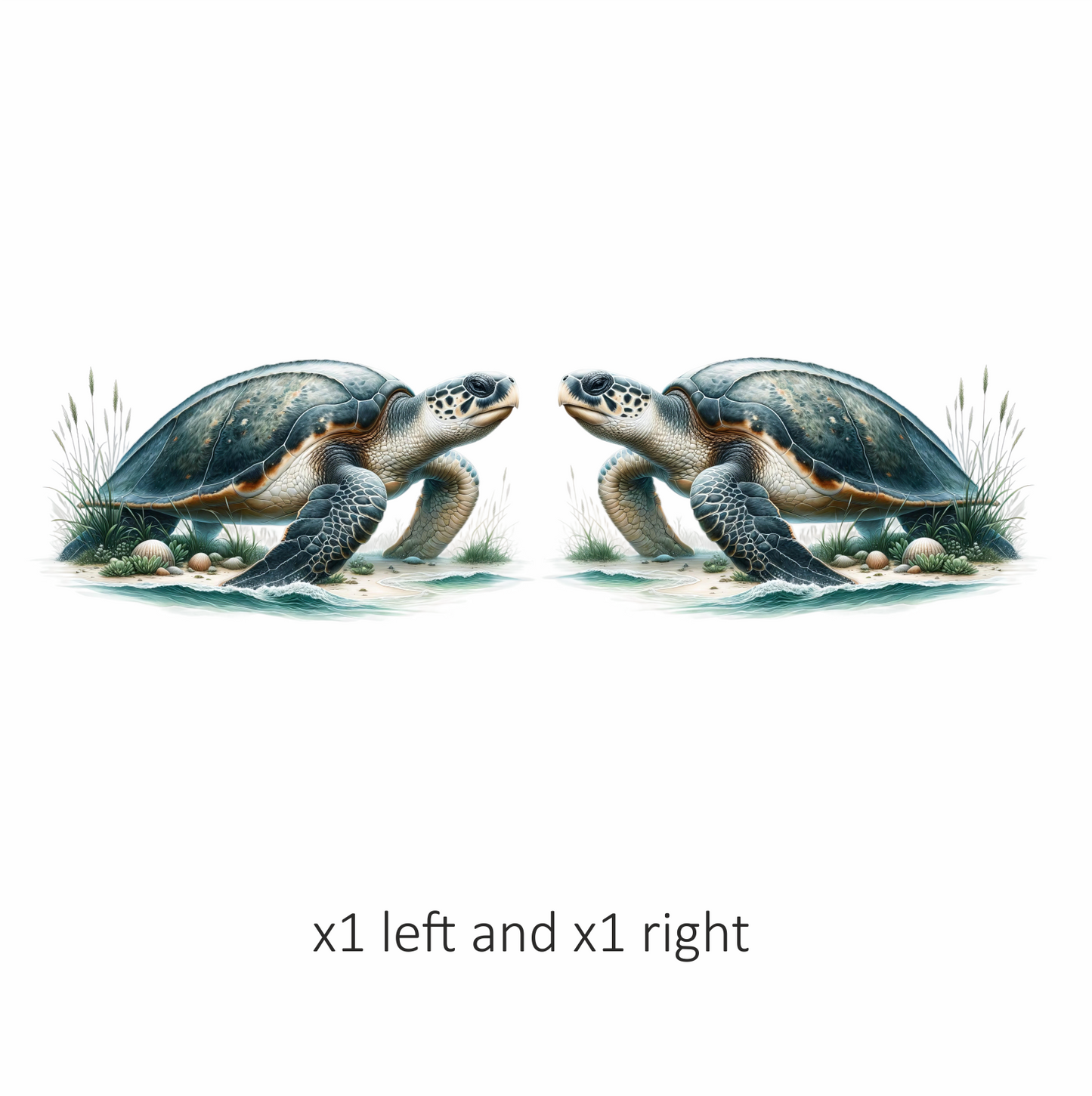 Sea Turtle Walking On Sandy Beach Blue Vinyl Decal Sticker