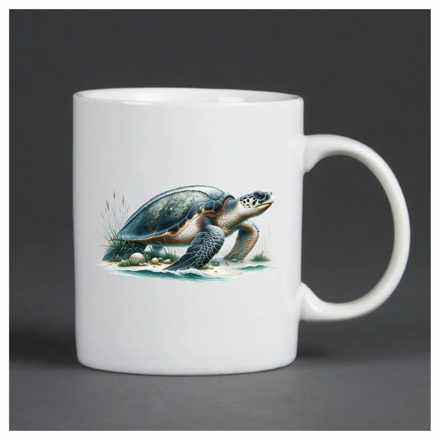 Sea Turtle Walking On Sandy Beach Blue Vinyl Decal Sticker