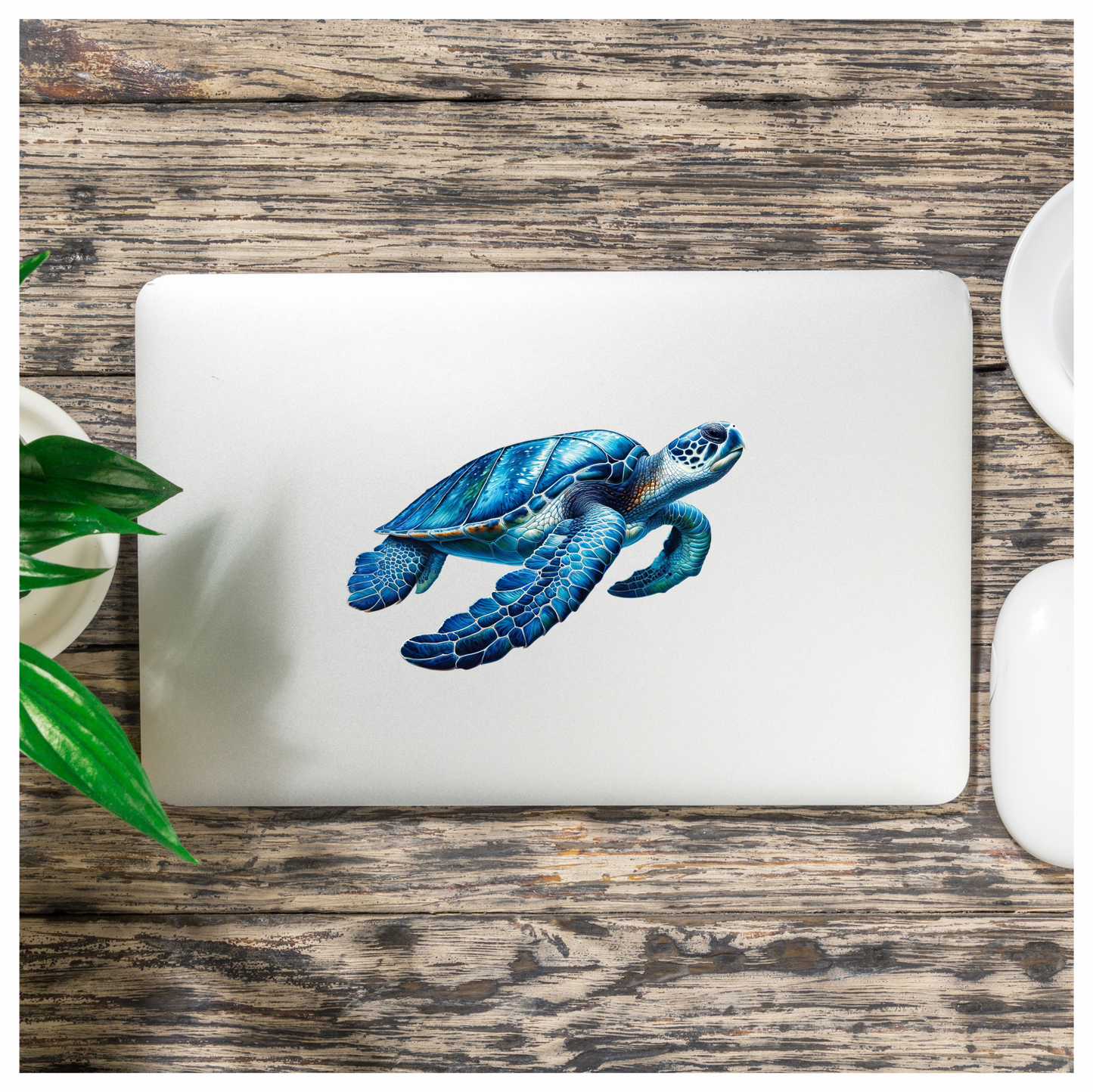 Sea Turtle Blue Shell Graceful Swim Vinyl Decal Sticker