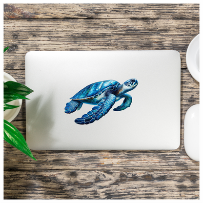 Sea Turtle Blue Shell Graceful Swim Vinyl Decal Sticker