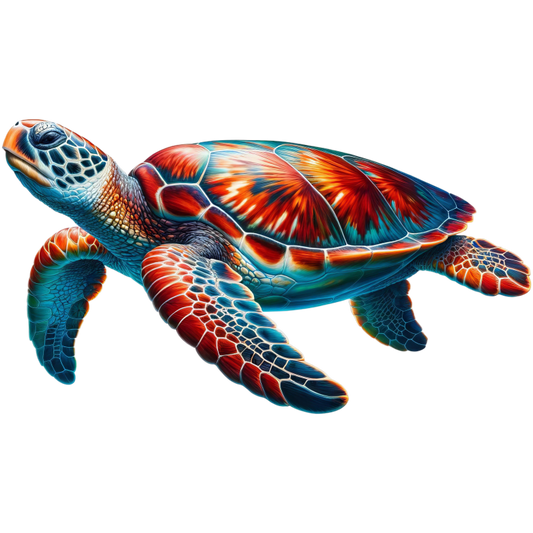 Colorful turtle illustration on a white background vinyl sticker