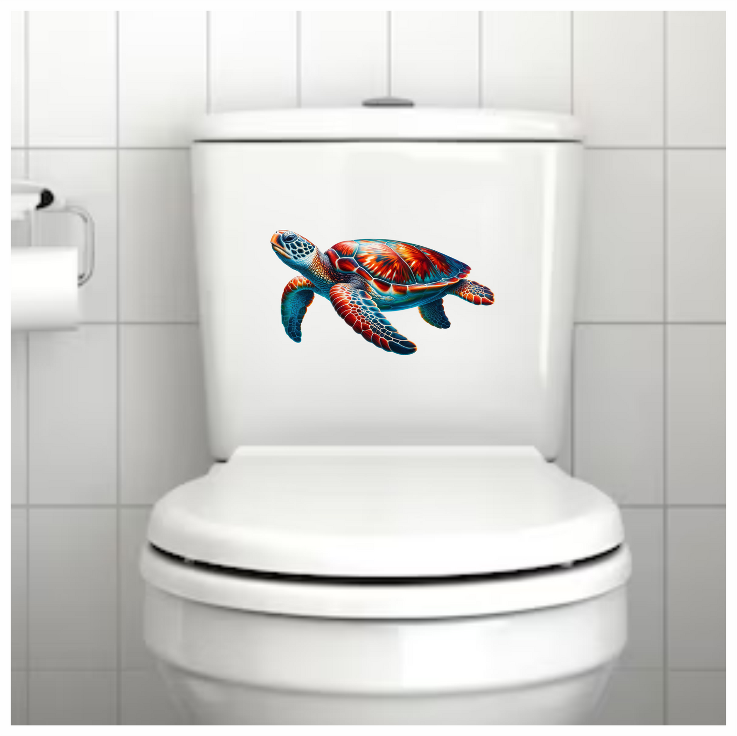 Sea Turtle With Red Pattern Vinyl Decal Sticker