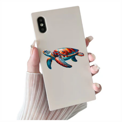 Sea Turtle With Red Pattern Vinyl Decal Sticker