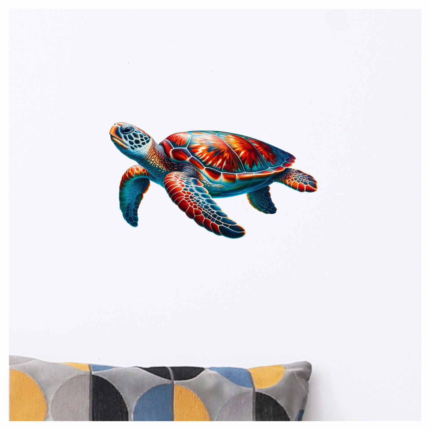 Sea Turtle With Red Pattern Vinyl Decal Sticker