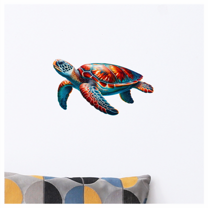 Sea Turtle With Red Pattern Vinyl Decal Sticker