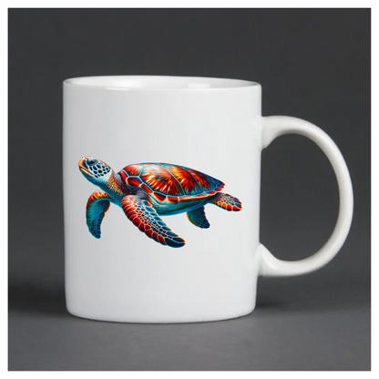 Sea Turtle With Red Pattern Vinyl Decal Sticker