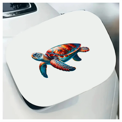 Sea Turtle With Red Pattern Vinyl Decal Sticker