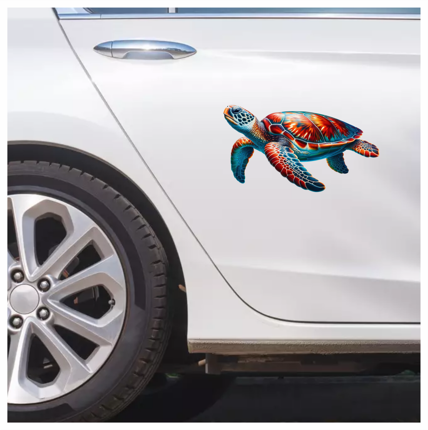 Sea Turtle With Red Pattern Vinyl Decal Sticker