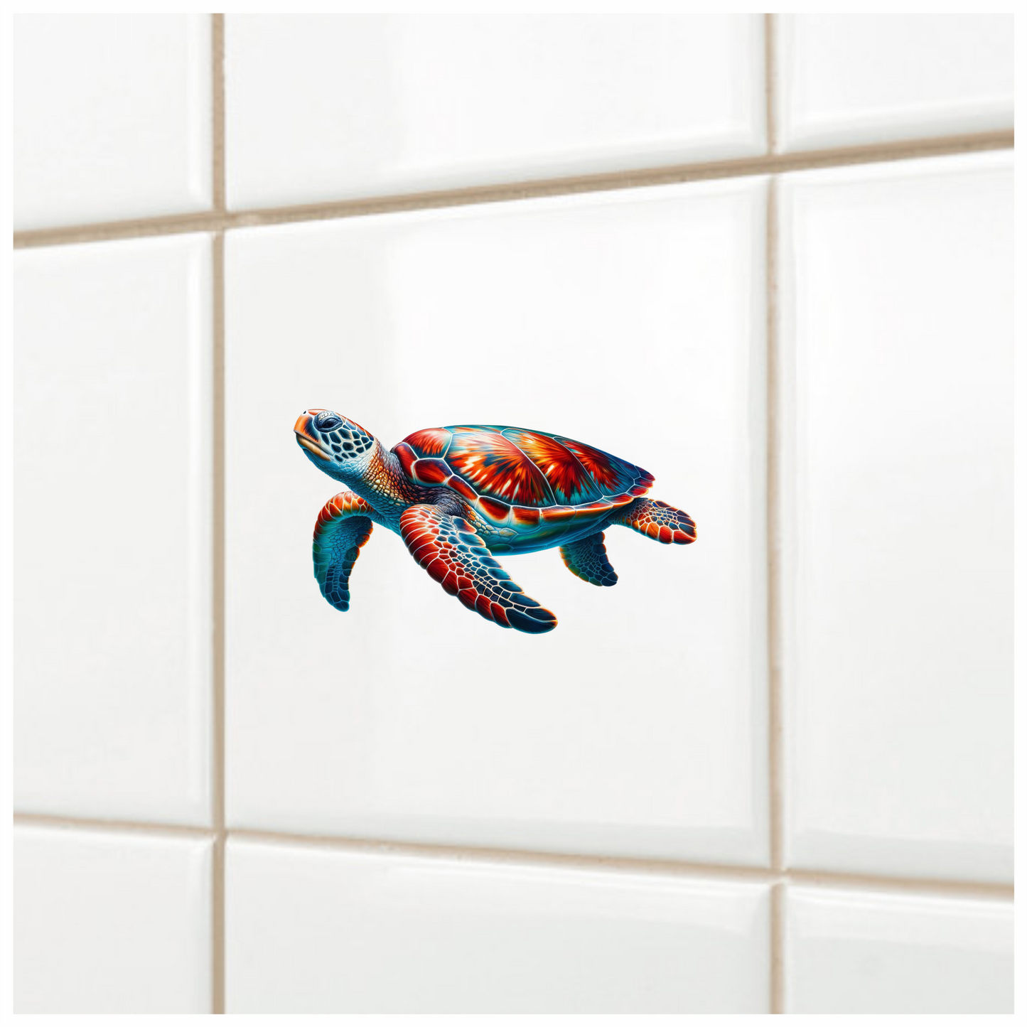 Sea Turtle With Red Pattern Vinyl Decal Sticker