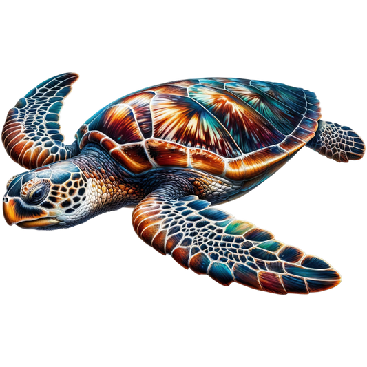 Colorful turtle illustration on a white background vinyl sticker